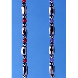 [Hematite X Garnet] [Hematite X Amethyst] Magnetic Necklace ☆ Fashionable Magnetic Necklace 2 Pairs Each 50 cm