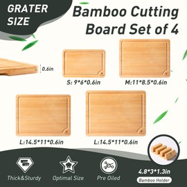 Bamboo Cutting Board Set Non Slip Feet with Holder Over Sink Adult Women Her Sister Aunt Wife Hustband Lady Bestie Soul Happy Christmas Xmas Birthday Gifts Cool Unique Aesthetic 30 40 60 70 Year Old