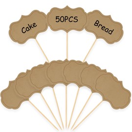 Buffet Schilder Zum Beschriften + Fähnchen Message Board (50 STK.) Für Party/Kuchen/Lebensmittel – Braun Käse Marker & Reserviert Schilder Set mit Beschriftbarer Flaggen-Kennzeichnung