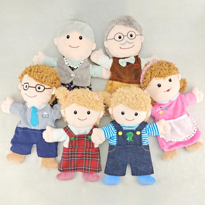 6Pcs Hand Puppet Set 11.8 Inch Soft Plush Family Members