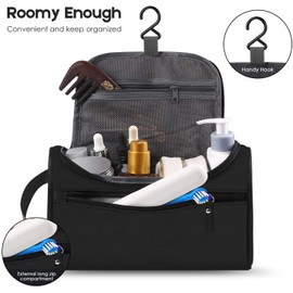 YL TRD Bolsa de aseo para viaje colgante Organizador de higiene Dopp con gancho para accesorios de viaje Accesorios de baño Afeitado y maquillaje para hombres y mujeres (negro)