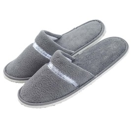 10 Pairs Hotel Spa Slippers Closed Toe Home Guest Slippers for Men, Light Grey