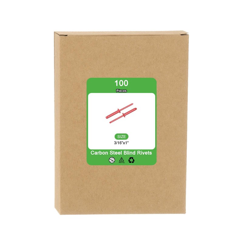 sourcing map 100Pcs 3/16"x1" Round Head Blind Rivets, Zinc-Plated Carbon