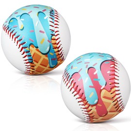 VercanMonth 2 Pack Baseball Ice Cream Drip, Practice Baseballs 9 Inch Standard Size Baseball Party Favor for Beginners Teenagers Practice Training Hitting Pitching Throwing Game Tournament