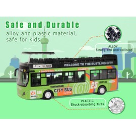 Crelloci London Double Decker Bus Toy-1:32 Scale Die Cast Model Stagecoach Buses Pull Back City Bus Kids Play Vehicle with Light and Sound for Kids Age 3 4 5 6 Years Old Boys Girls (Green)