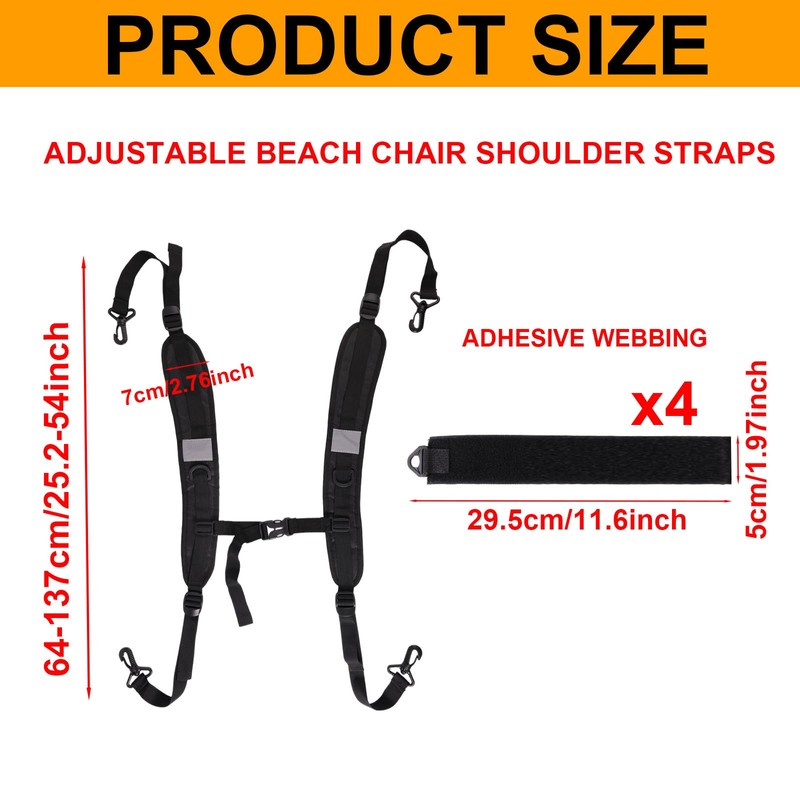 Lyreh Adjustable Beach Chair Backpack Straps Replacement Shoulder Straps for
