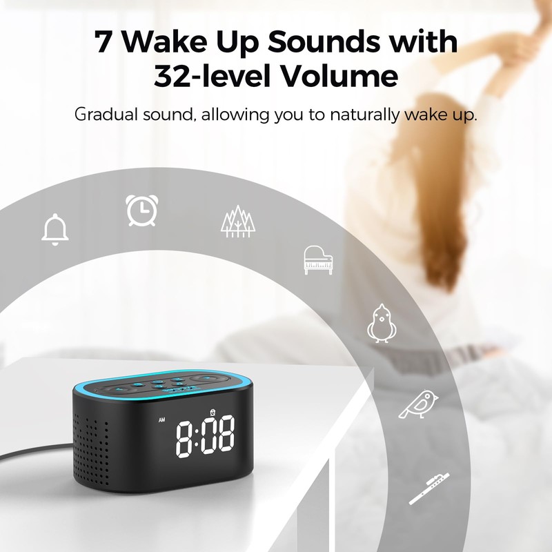 Reacher Digital Alarm Clock & White Noise Sound Machine, 21