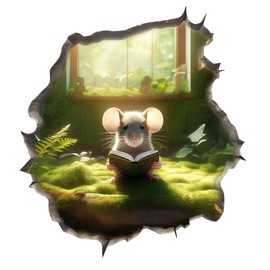 Mouse Reading Book Wall Murals Peel and Stick for Kids Room, Classroom Wall Decor - 3D Effect Wall Mural, Ideal Wall Stickers & Murals, Decorative Decal for Educational Spaces Design 13