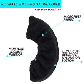 TONLOOEEL 1 Pair Ice Skate Shoe Cover,Ice Skate Blade Covers,Shoe Lace Tightner.Ice Skateboard Protective Gear Suitable for Skating,and Skating Sport Blade Set Skateboard Blade Protector- Black (M)