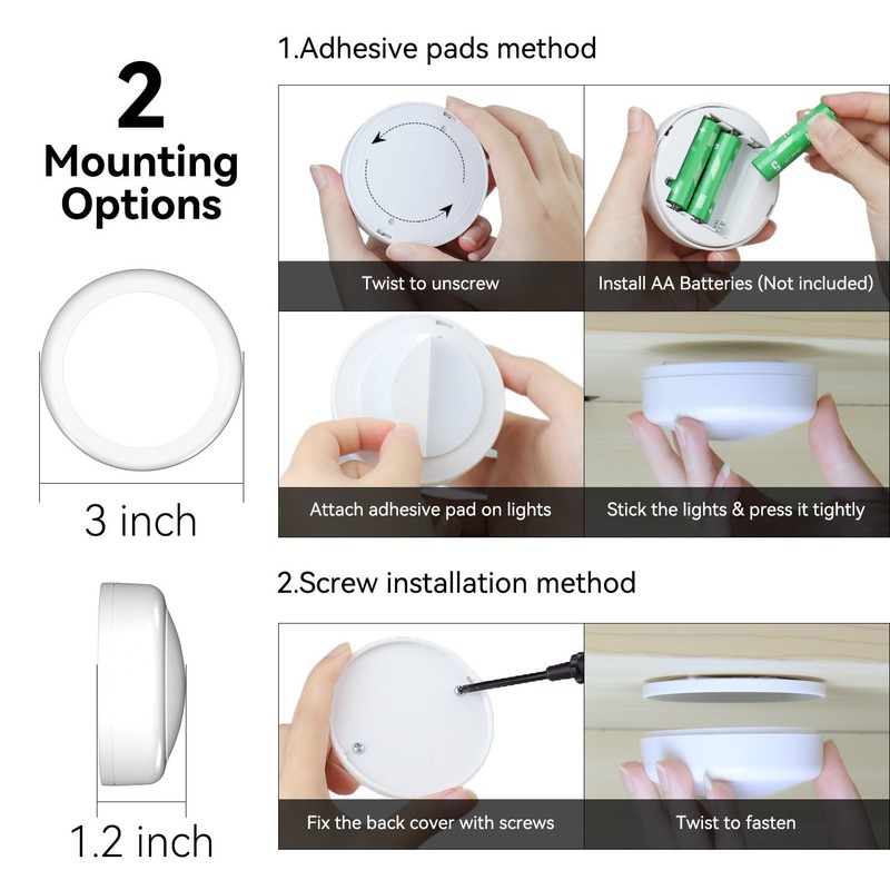 LED Puck Lights with Remote Control, Under Cabinet Lighting Stick
