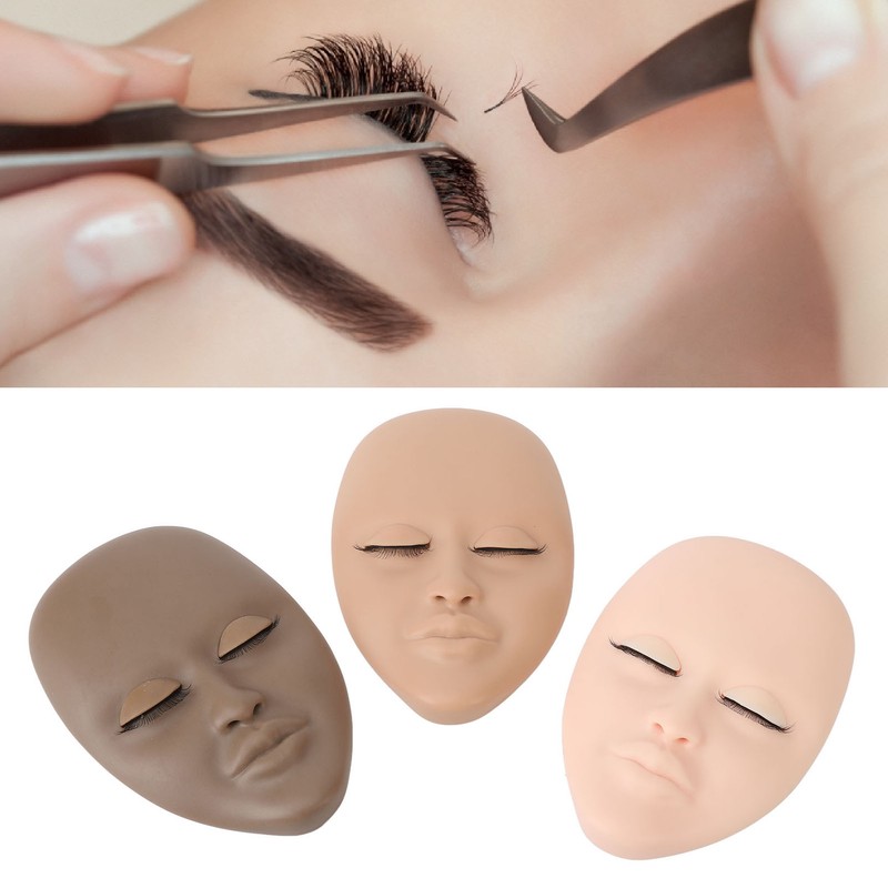 3pcs Lash Mannequin Head Double Layers Realistic Training 3D Rubber