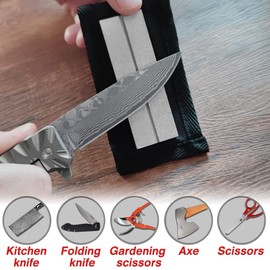 Cool Hand Dual-Sided 3''x 1" Diamond Whetstone Sharpening Kit - Grit 320/800, 2 Packs with Durable Nylon Pouch for Easy Portability