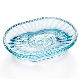BIMUYI Soap Dish Holder, Embossed Glass Soap Tray, Decorative Soap Dish, Pack of 2