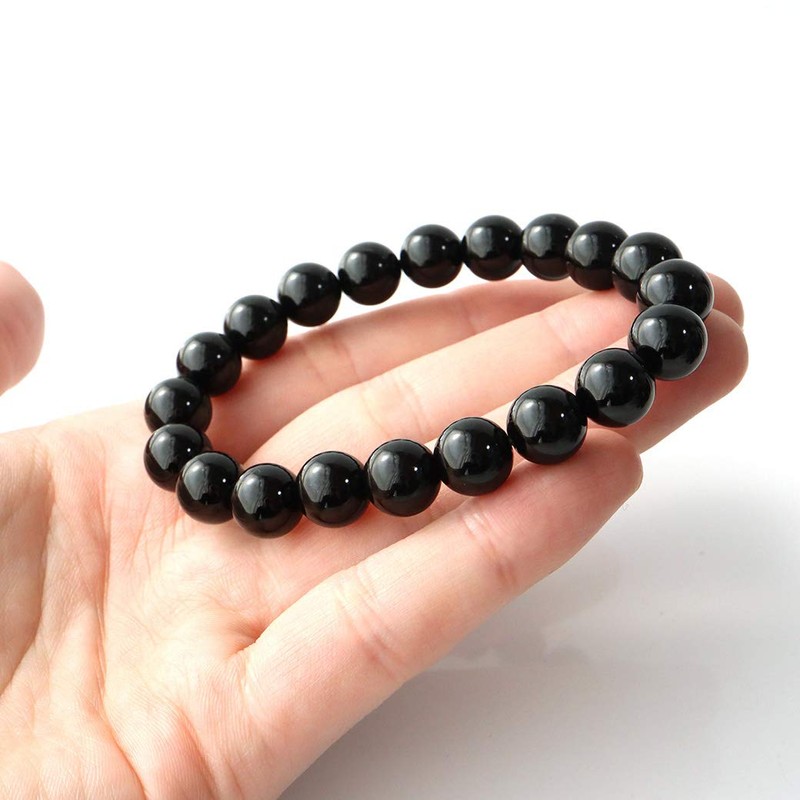 Morion Bracelet 10mm Tibetan Maurion Natural Quartz Identification Genuine, Stone