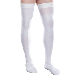 Core-Spun by Therafirm 15-20mmHg Mild Graduated Compression Support Thigh High Socks (White, Small Short)