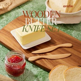 Orafie Wooden Butter Knife Set (4Pcs), Size 6.3 Inch, Butter Spreaders for Nutella, Jam, Jelly, Cream, Cheese, Peanut, Sandwich spreader