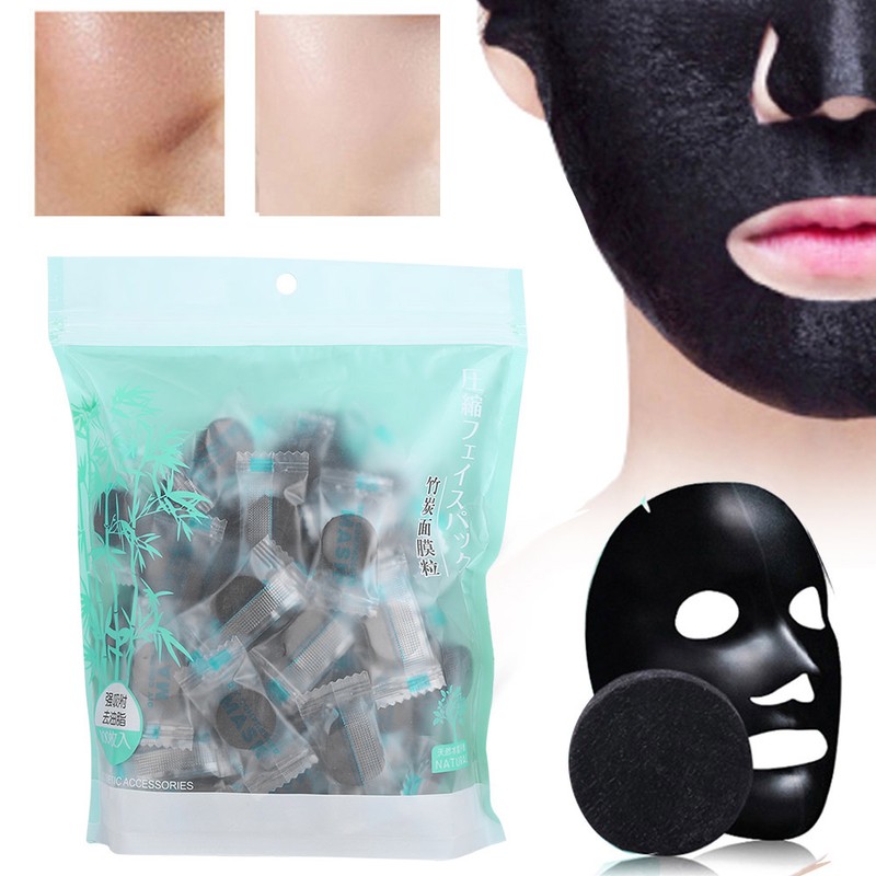 100Pcs/Pack Bamboo Charcoal Disposable Skin Care Compressed Face Mask DIY