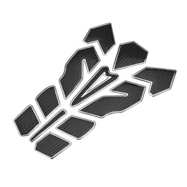 A ABSOPRO Universal 3D Motorcycle Gas Tank Decal 7.87''x5.59'' Gas Tank Protector Sticker Fuel Oil Gas Tank Pad Protector Sticker PVC Rubber Black Silver Tone