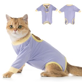 Avont Cat Bodysuit After Surgery Recovery Suit Clothing Modal Recovery Castration Spay Weaning Leak Protection Suit for Cat, Abdominal Wounds or Skin Diseases S Lavender