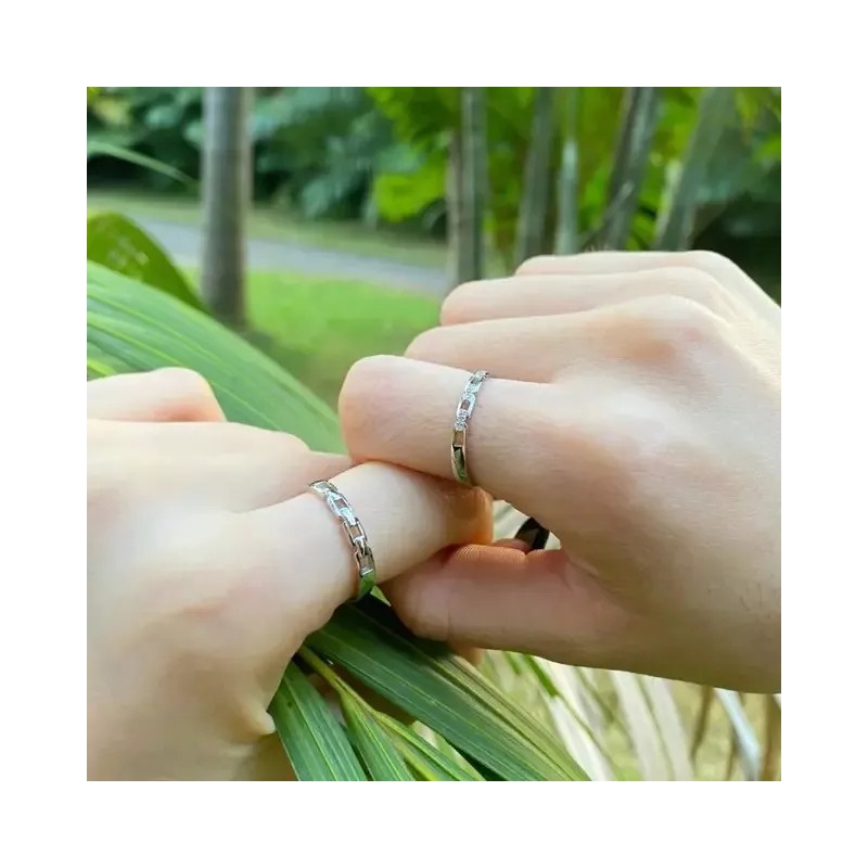 Dtup Duo Anillos Compromiso Plata 925 Oro Blanco Estilo Europeo