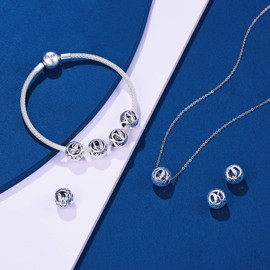 NINGAN Abalorio de Letra del Alfabeto, Plata de Ley 925, Compatible con Pulseras Europeas (Letra F)