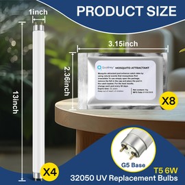 Qualirey Replacement Bulb for 32050 and Mosquito Attractant Kit, Compatible with DynaTrap DT2000XL/XLP DT3012, T5 6W UV Fluorescent Tube, Mosquito Lure Trap for Bug Zapper, High Capture Rate (12 Pack)