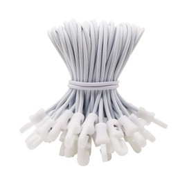 WMZOBH Small Bungee Cords with Hooks 6 Inch, 50 Pcs Short Heavy Duty Tarpaulin Bungees for Tarp, Camping, Tent (White)