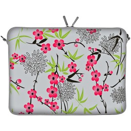DIGITTRADE LS104-13 Sakura Designer MacBook Sleeve 13.3" Laptop Cover neoprene soft carry case up to 13.3 inch Anti Shock System