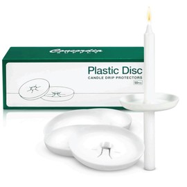 Concordia Supply Plastic Disc Candle Drip Protectors - (Pack of 50) Wax Catcher for Candlesticks, Convenient for Church Vigils, Memorial, Congregational, & Christmas Eve Candles