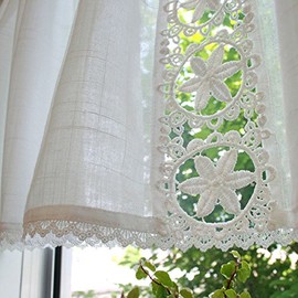 SunnyDayFabric cpfc-08526 Cafe Curtain Patrice _S Embroidery, White, Approx. Width 47.2 x Length 27.6 inches (120 cm) x Length 27.6 inches (70 cm)