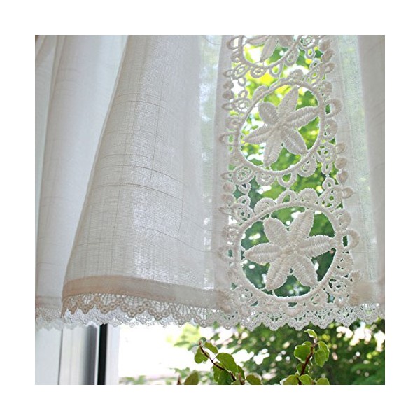 SunnyDayFabric cpfc-08526 Cafe Curtain Patrice _S Embroidery, White, Approx. Width 47.2 x Length 27.6 inches (120 cm) x Length 27.6 inches (70 cm)