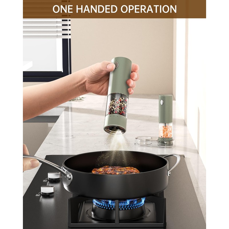 CIRCLE JOY Electric Salt and Pepper Grinder Set Rechargeable Salt