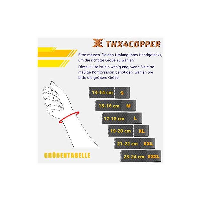 Thx4COPPER Compression Wrist Cuff Copper Infused Wrist Support for Men