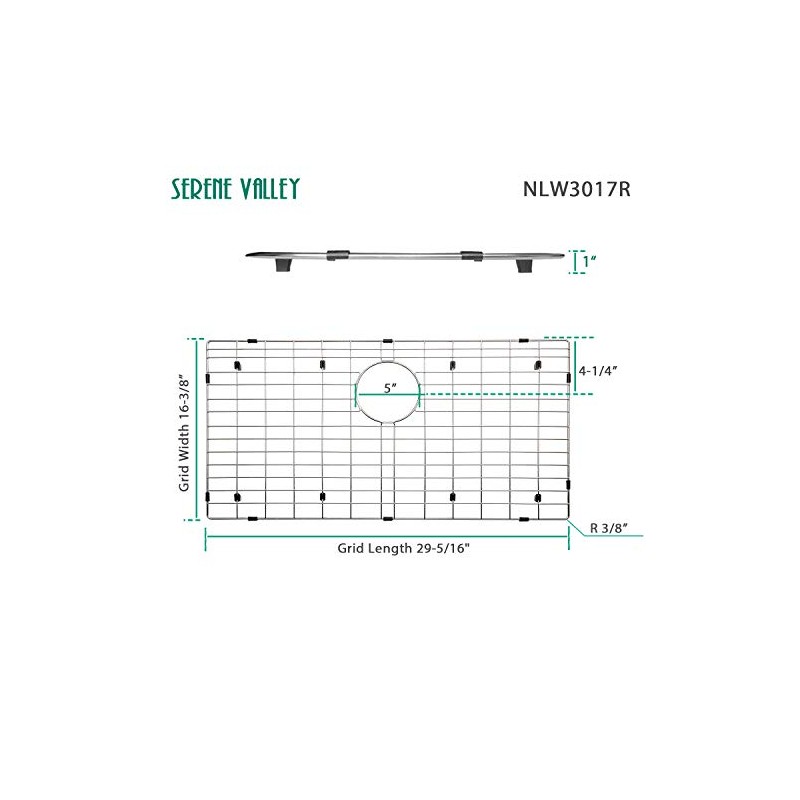 Serene Valley 29-5/16" x 16-3/8" Sink Bottom Grid, Rear Drain