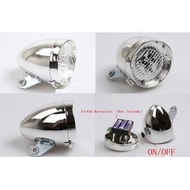 BlueSunshine Vintage Retro Bicycle Bike Front Light Lamp 3 LED Headlight with Bracket (Black)