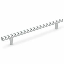 Cosmas 305-192CH Polished Chrome Cabinet Hardware Euro Style Bar Handle Pull - 7-1/2" (192mm) Hole Centers, 10" Overall Length
