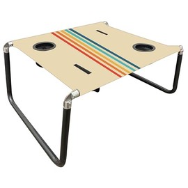 Neso Portable Beach Table with Cup Holders, Cell Phone Pockets, Lightweight for Picnics and Parks (Rainbow)