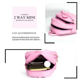 KL928 Girls Bowknot Polka Dot Cute Mini Backpack Small Daypacks Convertible Shoulder Bag Purse for Women(L.Pink-01)