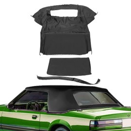 KUAFU Convertible Soft Top Compatible with 1983-1993 Ford Mustang Sailcloth Vinyl Soft Top & Plastic Window