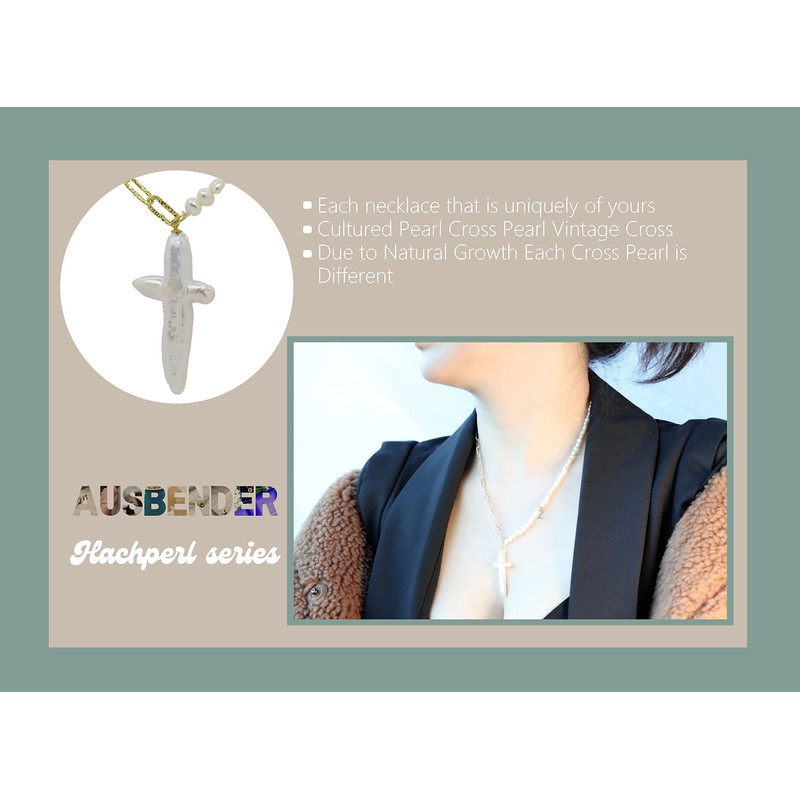 Cross Pendant Freshwater Pearls Alphabet Necklace Sterling Silver 18K Gold