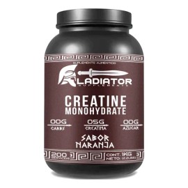 Creatina Monohidratada Gladiator de 1 Kg para Rendimiento y Recuperación Sabor Naranja