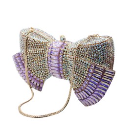 UMREN Women Cute Bowknot Crystal Clutch Glitter Diamond Evening Bag Rhinestone Handbag Purses for Party Wedding Silver AB