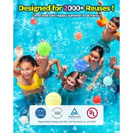 Reusable Water Balloons 14 Pack Unique Double Water Inlet Silicone Water Bomb Pool Toys Non-Magnetic Quick Fill Self Sealing Water Splash Balls Games for Kids 3-12 Summer Outdoor Beach Activities Gift