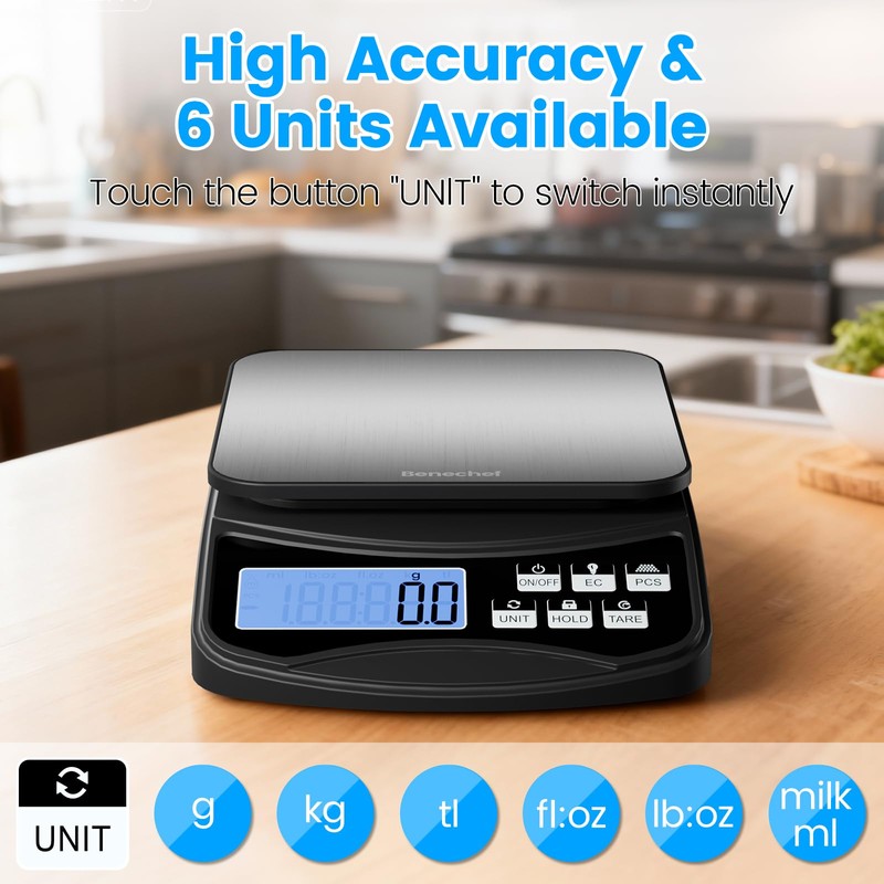 Food Scale, Digital Kitchen Scale with Large Panel, Weight Grams