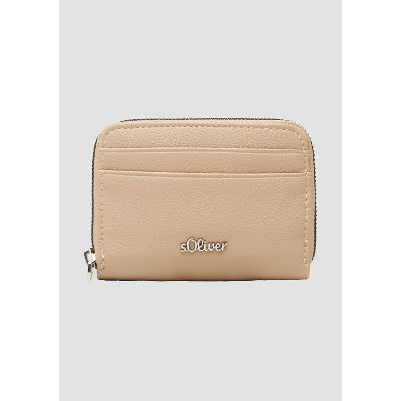 s.Oliver Small Zip Wallet, sand colour