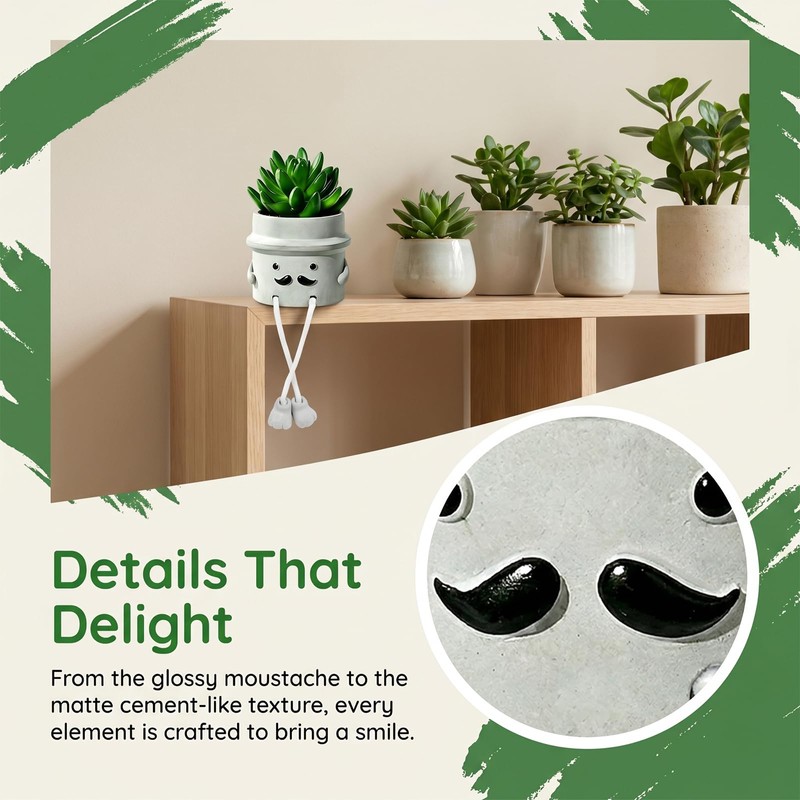 Fake Plant with Gray Flower Pot Artificial Succulents Plant for