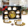 Qudubuy 6-Piece Ottoman Style Coffee Cup Set with Saucers, 3.5oz