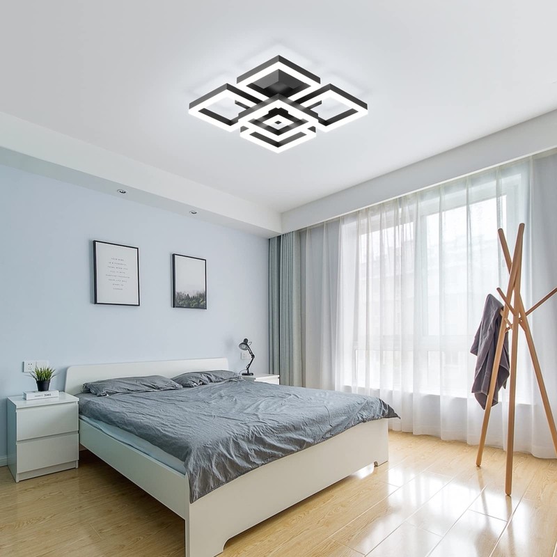 GEADI Modern LED Ceiling Light, 64W Black Flush Mount Light