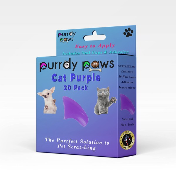 Purrdy Paws Soft Nail Caps for Cat Claws Purple