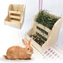 Rabbit Bait Container Timothy Grass Container Pellet Container Wood Wood Grass Feeder